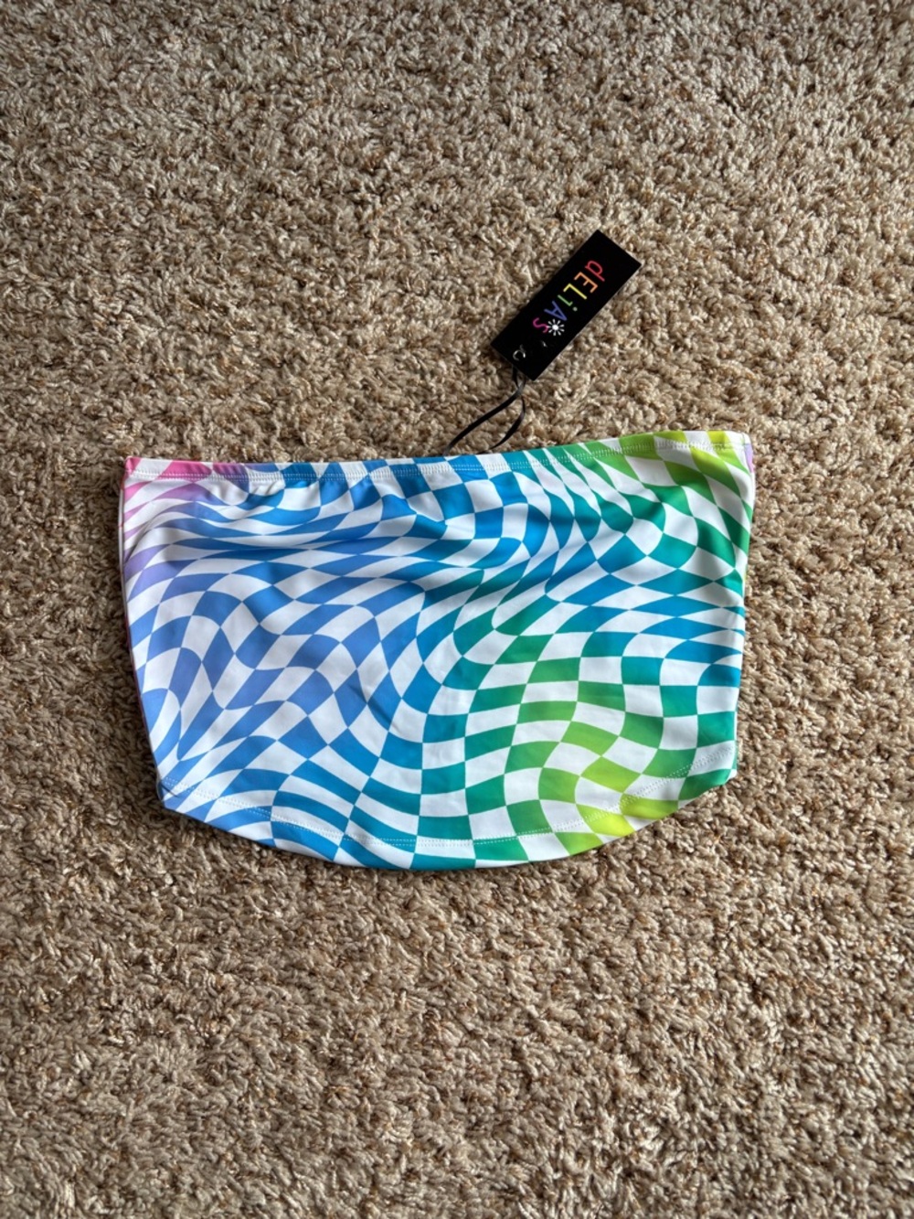 Delia’s Psychedelic Checkerboard Bandeau Top - Multicolor